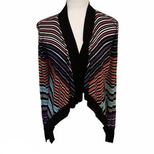 Calvin Klein Striped Waterfall Drape Cardigan M NWT